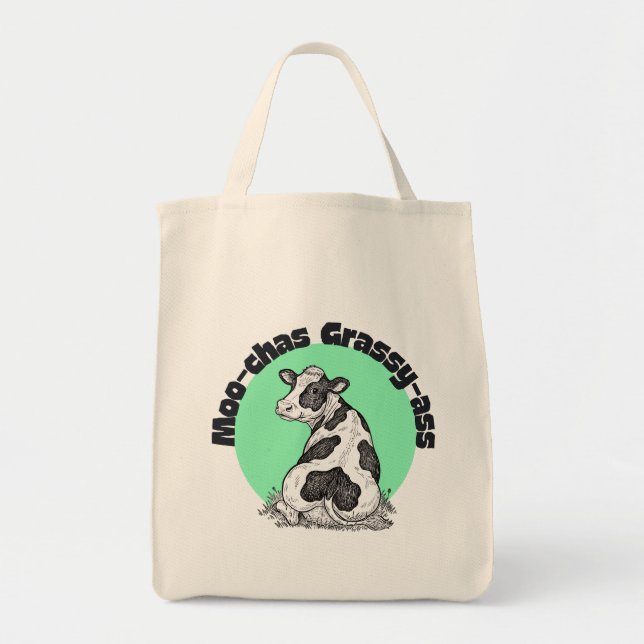 Funny Cow Moo-chas Grassy-ass thank you tote bag (Devant)