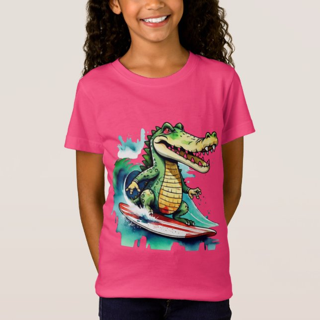 Funny crocodile surf T-shirt (Devant)