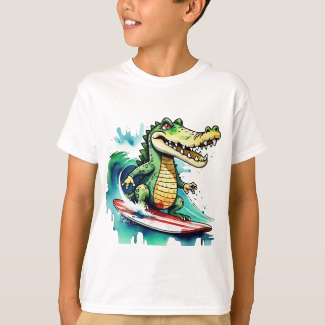 Funny crocodile surf T-shirt (Devant)