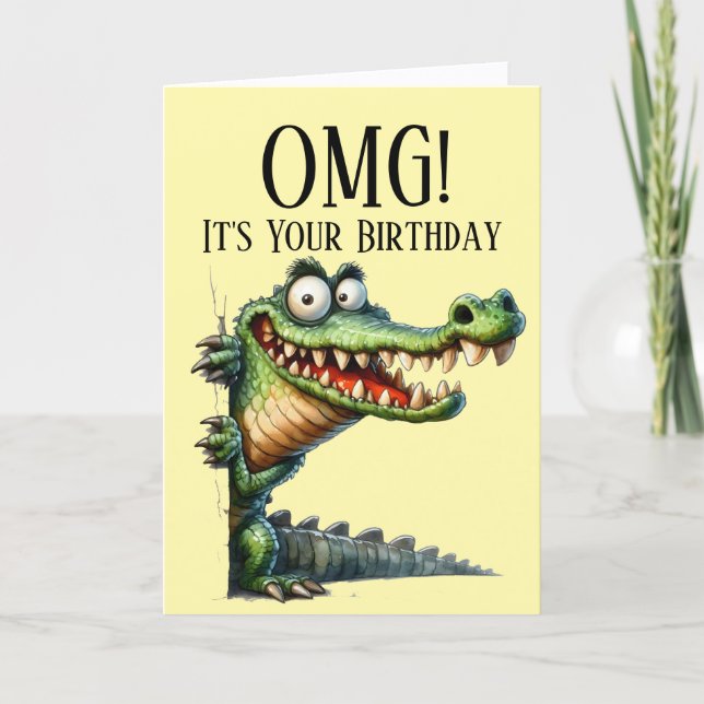 Funny Crocodile thème Carte d'anniversaire (Devant)