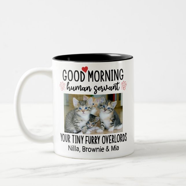 Funny Custom 2 Cat Photos Mug pour Amoureux de les (Gauche)