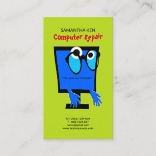 Funny Cute Blue PC Repair Carte de visite