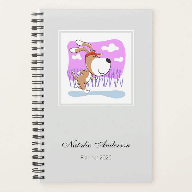 Funny Cute Dog Puppy Jogging Run Fitness 2026 (Devant)