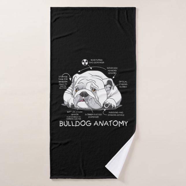 Funny Cute English Bulldog Anatomie de la biologie (Serviette de bain)