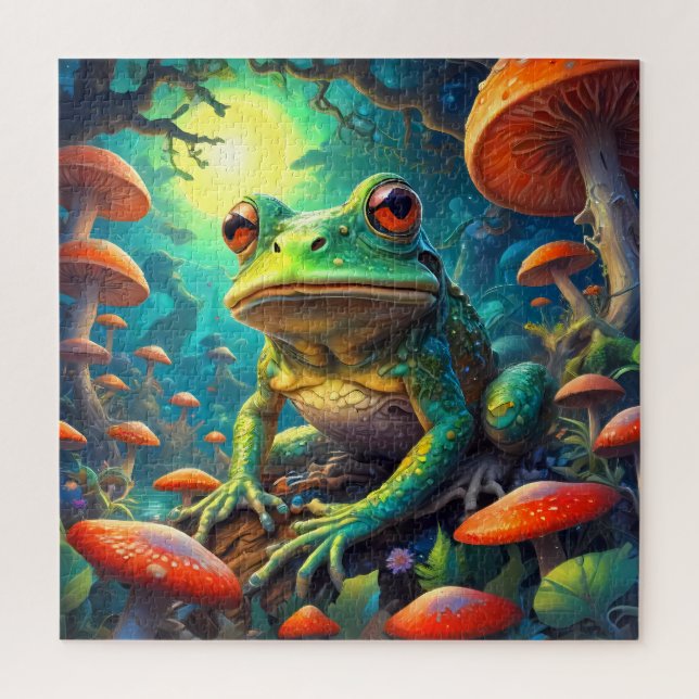 Funny Cute Frog assis puzzle puzzle (Vertical)