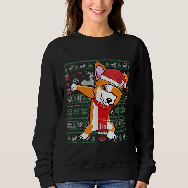 Funny Dabbing Corgi laide Noël Sweat Co (Devant)