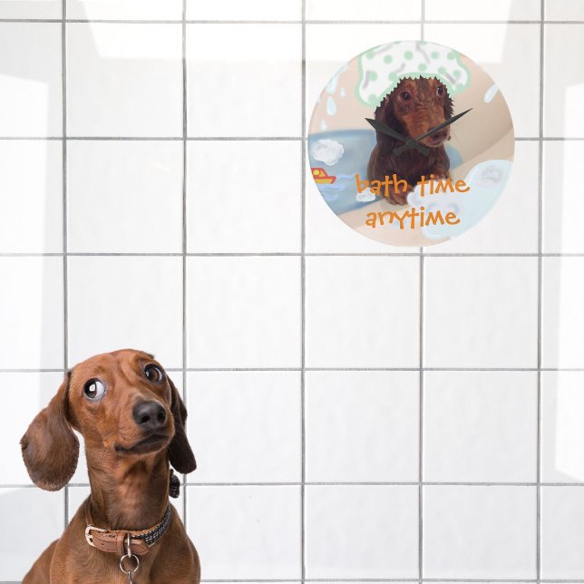 Funny dachshund chien baignoire murale horloge (Dog clock to never miss bath time)