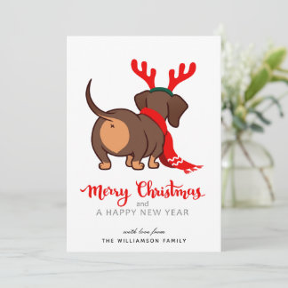 Funny Dachshund Chien Joyeux Carte de Noël