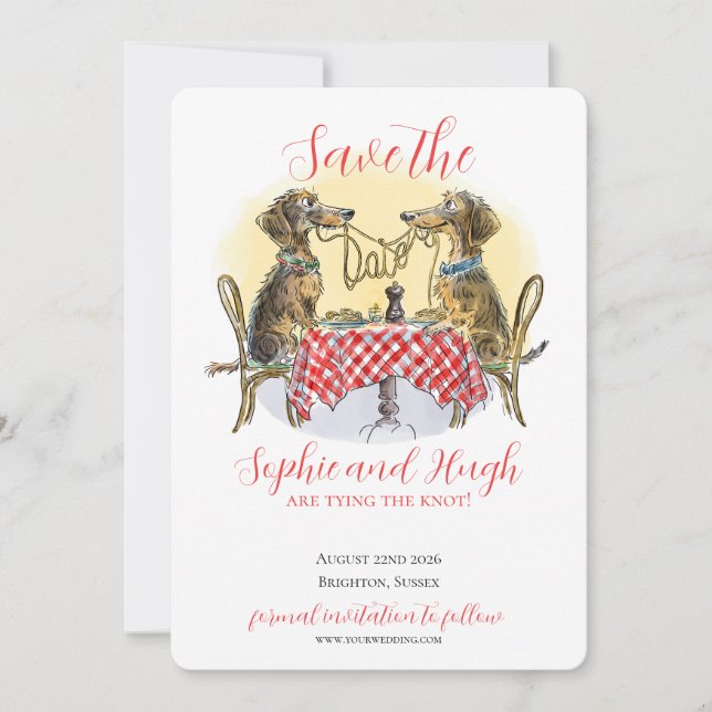 Funny Dachshund Save The Date Dog Lovers Card (Devant)