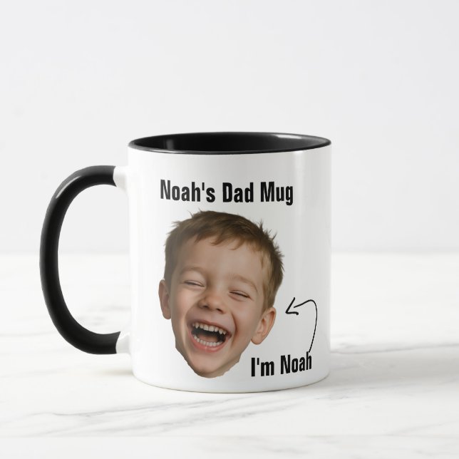 Funny Dad Photo Face Mug - Custom Joke Slogan Gift (Gauche)