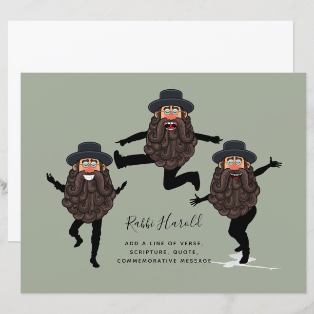 FUNNY Dancing RABBI Personnalisé avec texte (Devant / Derrière)