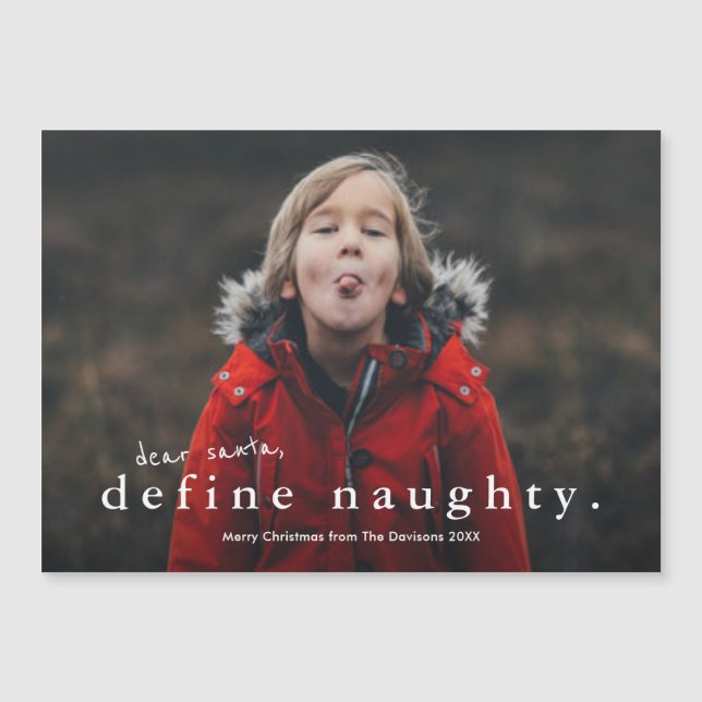 Funny Définir Naughty Photo Carte de Noël (Devant)