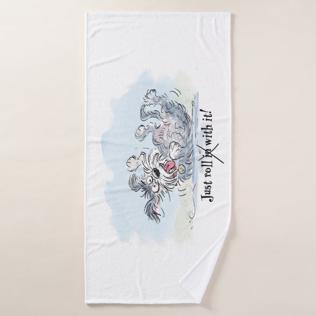 Funny Dog Rolling Cartoon (Serviette de bain)