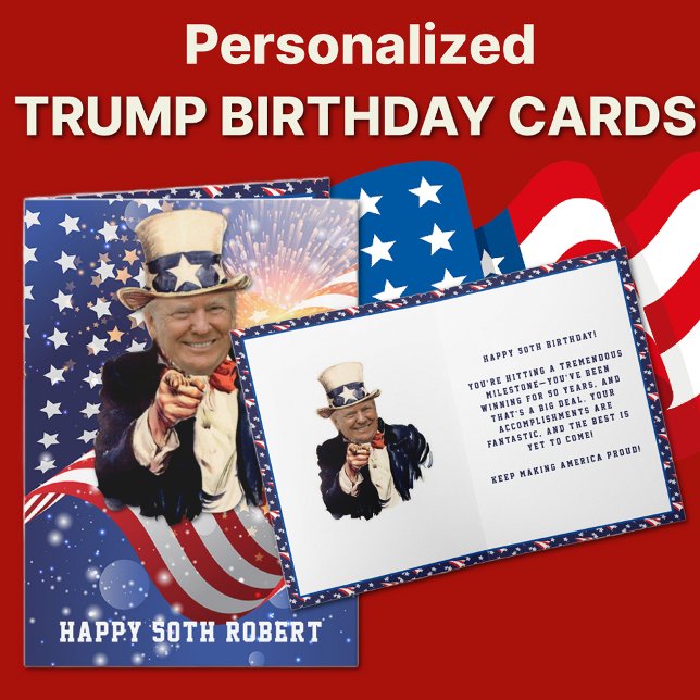 Funny DONALD TRUMP 50e carte d'anniversaire (Personalized Funny DONALD TRUMP 50th Birthday Card)
