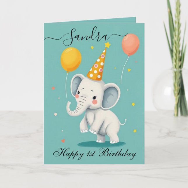 Funny Elephant Bonne Carte d'anniversaire (Devant)