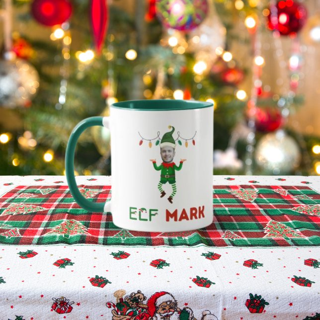 Funny elf coffee mug with your customizable face (Créateur téléchargé)