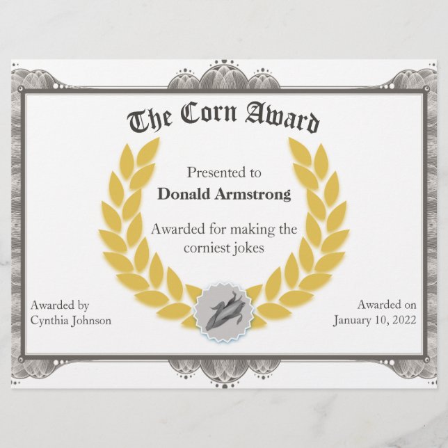 Funny Employé Award - Corn (Devant)