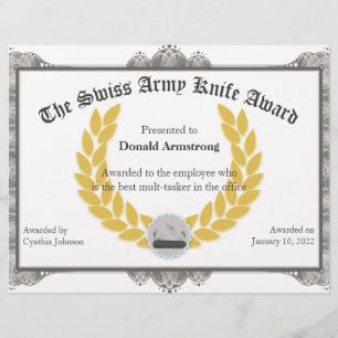 Funny Employé Award - Couteau de l'armée suisse