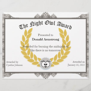 Funny Employé Award - Night Owl