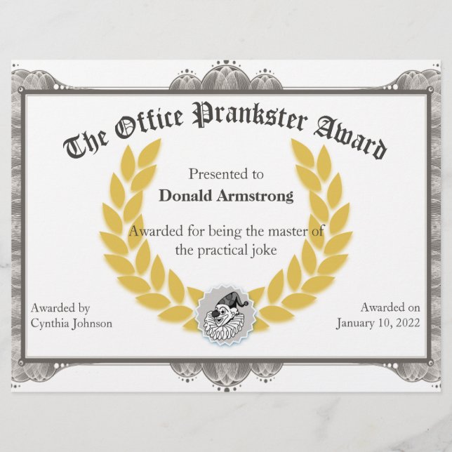 Funny Employé Award - Plaisanterie pratique (Devant)