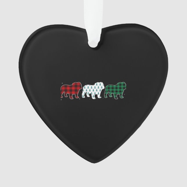 Funny English Bulldog Red Plaid Christmas Dog Love (devant)