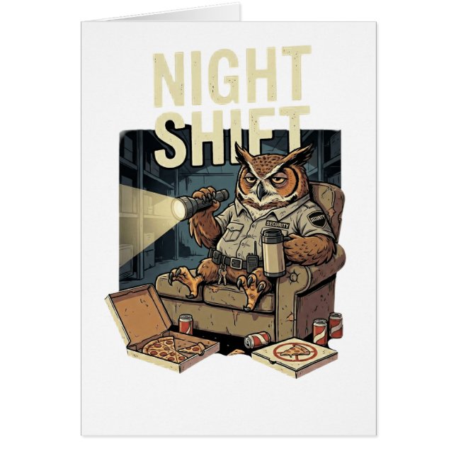 Funny Exhausted Night Owl Eating Pizza Humor Art (Devant)