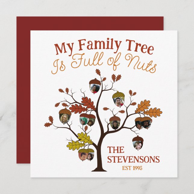 Funny Fall Photo Family Tree est plein de noix (Devant / Derrière)