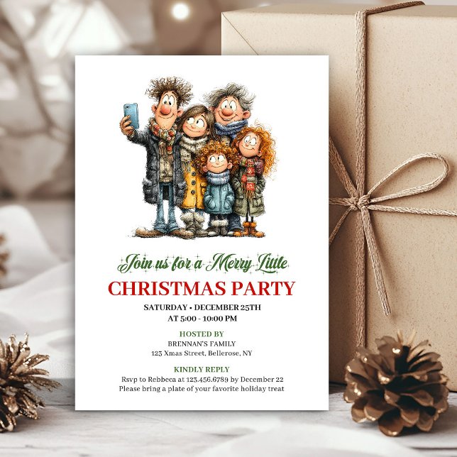 Funny Family Modern Holiday Party Invitation (Funny Family Modern Holiday Party Invitation)