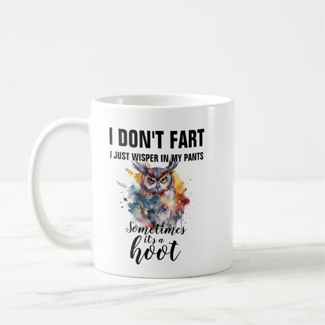 Funny Fart Whisper Owl Mug - Hoot Custom Coffee (Gauche)