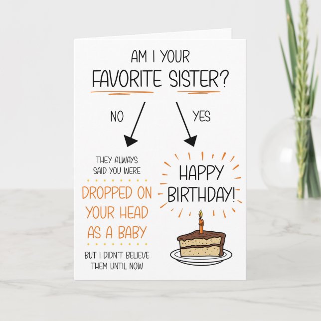 Funny Favori Soeur Carte d'anniversaire (Devant)