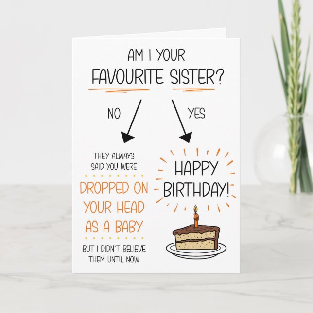 Funny Favori Soeur Carte d'anniversaire (Devant)