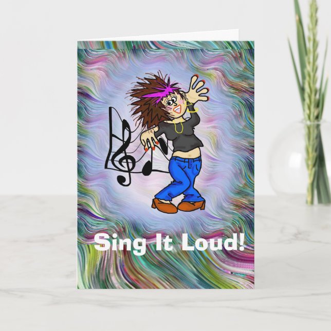 Funny Femme Rock Singer Carte d'anniversaire (Devant)