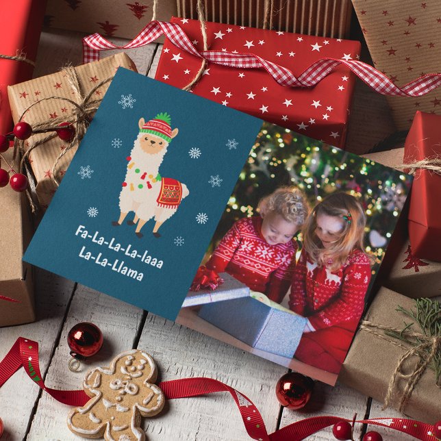 Funny Festive Llama Pun photo Carte de vacances (Créateur téléchargé)