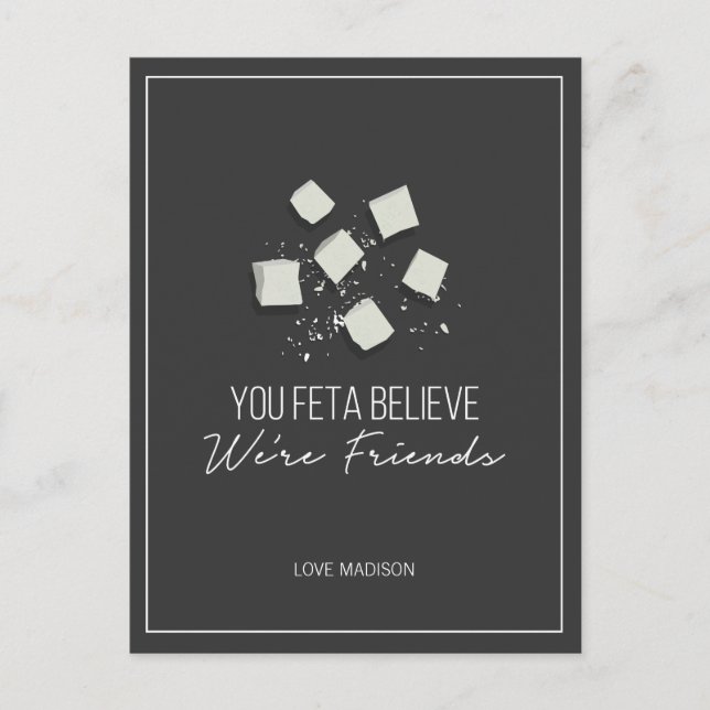 Funny Feta Friends Valentine Love Fromage Carte po (Devant)