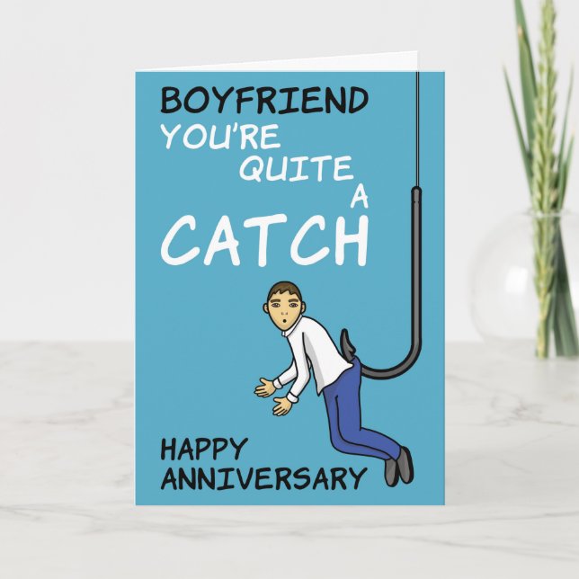 Funny Fishing Boyfriend Anniversaire Carte (Devant)