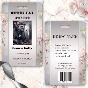 Funny Floral Mariage Ring Bearer Photo ID Badge
