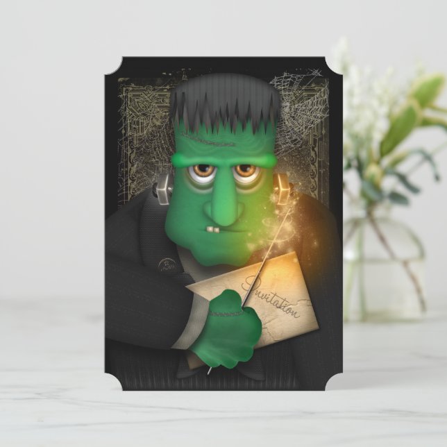 Funny Frankenstein Halloween Party Invitation (Debout devant)