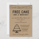 Funny Free Cake et une Faire-part de mariage<br><div class="desc">Free Cake (Et un Mariage!) Drôle libellé d'invitation pour un mariage amusant. Des lampes de fées et des oeuvres d'art de gâteaux sont dessinées à la main sur un arrière - plan kraft merveilleusement rustique. Les articles correspondants sont disponibles dans la collection 'Free Cake' de mon magasin.</div>
