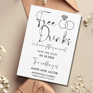 Funny Free Drink Photo Wedding Save the Date
