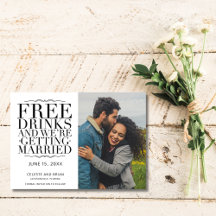 Funny Free Drink Photo Wedding Save the Date