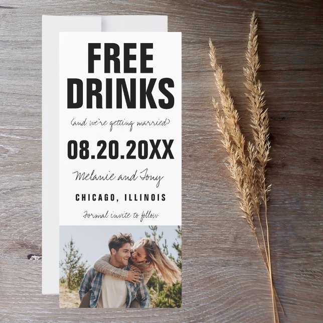 Funny Free Drink Photo Wedding Save the Date (Créateur téléchargé)