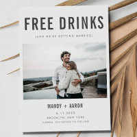Funny Free Drinks Photo Wedding Save the Date