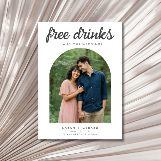 Funny Free Drinks Wedding Photo Save the Date (Funny Free Drinks Wedding Photo Save the Date)