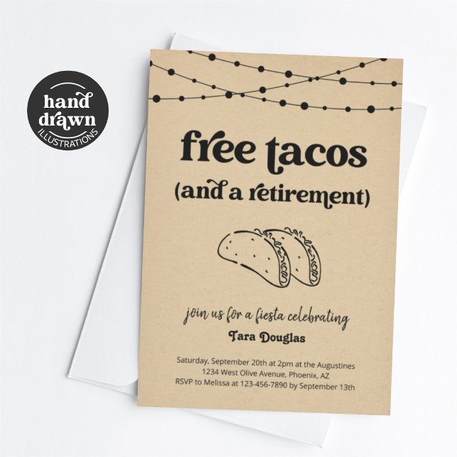 Funny Free Tacos et une invitation à une fête de r (Créateur téléchargé)