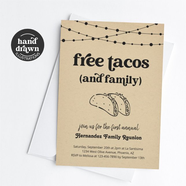 Funny Free Tacos et une invitation à une réunion d (Créateur téléchargé)
