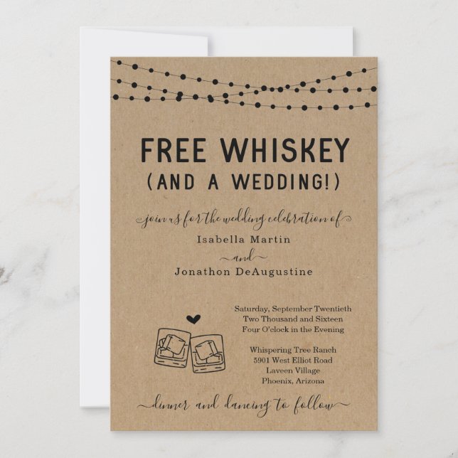 Funny Free Whiskey et une Faire-part de mariage (Devant)