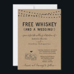 Funny Free Whiskey et une Faire-part de mariage<br><div class="desc">Whiskey gratuit (et un Mariage!) Drôle libellé d'invitation pour un mariage amusant. Les toasts au whisky sont dessinés à la main sur un arrière - plan kraft merveilleusement rustique. Coordonner RSVP, Détails, Registre, cartes de remerciements et d'autres articles sont disponibles dans la collection 'Rustic Distillery Line Art' de mon magasin....</div>