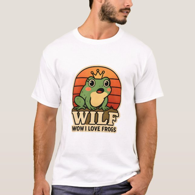 Funny Frog T-Shirt – WILF Wow I Love Frogs Retro F (Devant)