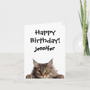 Funny Furry Chat Anniversaire Carte de voeux pliée