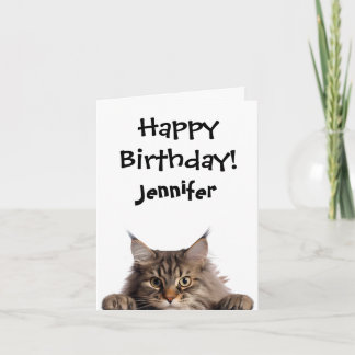 Funny Furry Chat Anniversaire Carte de voeux pliée